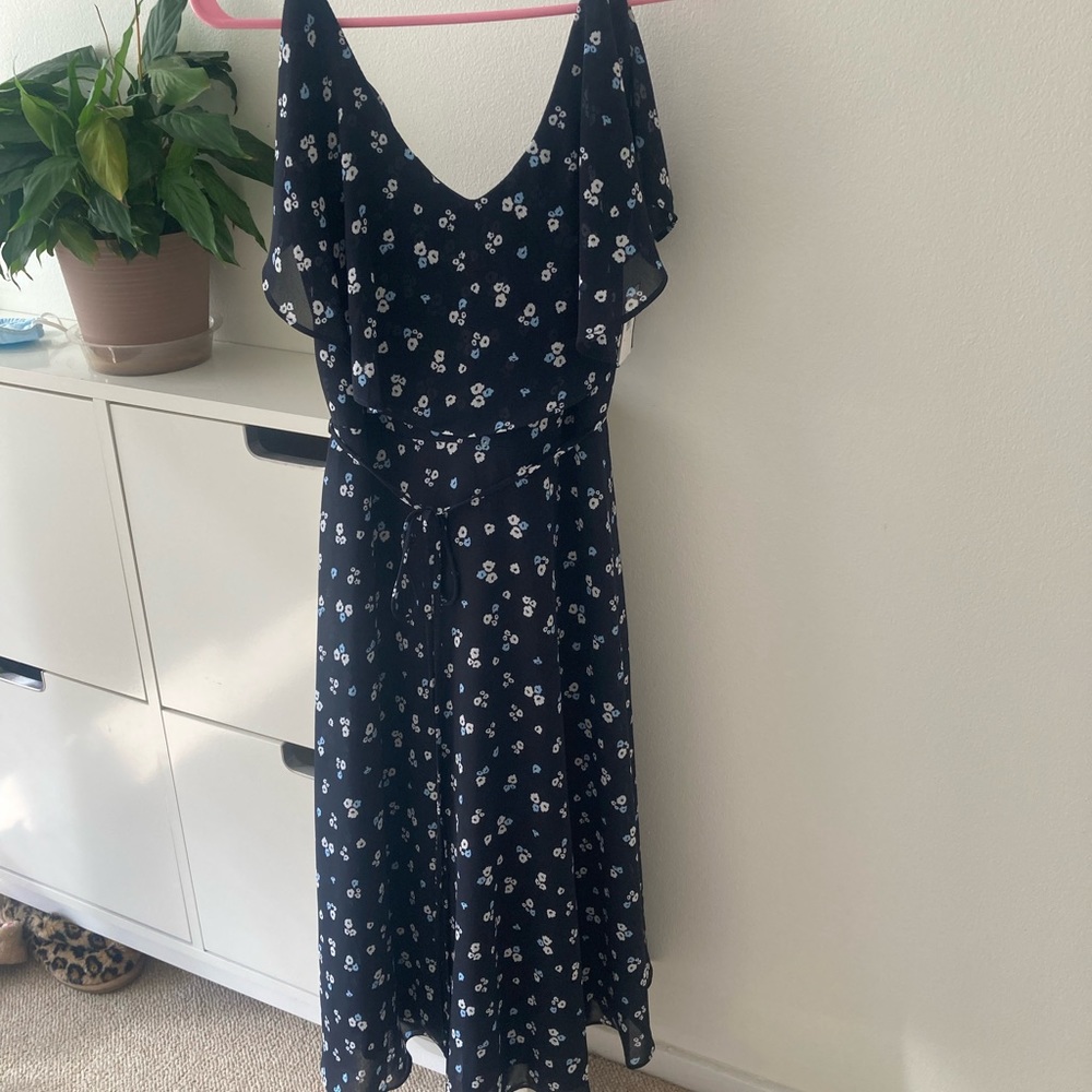 Gabby Skye Navy Midi Dress Floral